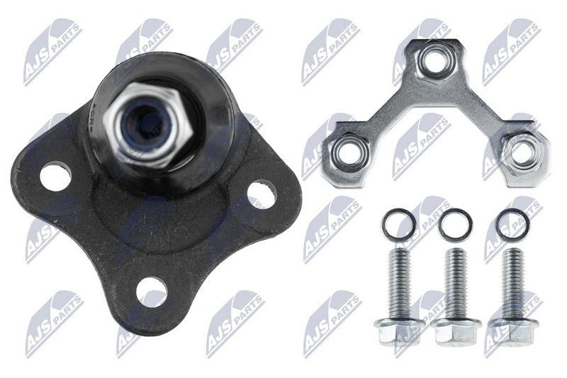 Pivot brat suspensie VW Golf IV 1997-2004, Bora 1998-2005, Jetta II 2005-, New Beetle 1998-, Audi A3 1996-; partea stanga, punte fata, inferior, set motaj; 1J0407365H; NTY, aftermarket