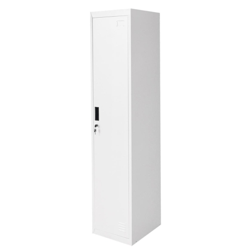 Dulap metalic fiset dublu tip vestiar 1800x450x380mm cu usa securizata, 2 rafturi, bara, oglinda si ventilatie, gri Breckner Germany; INDOIT LA COLTURI JOS