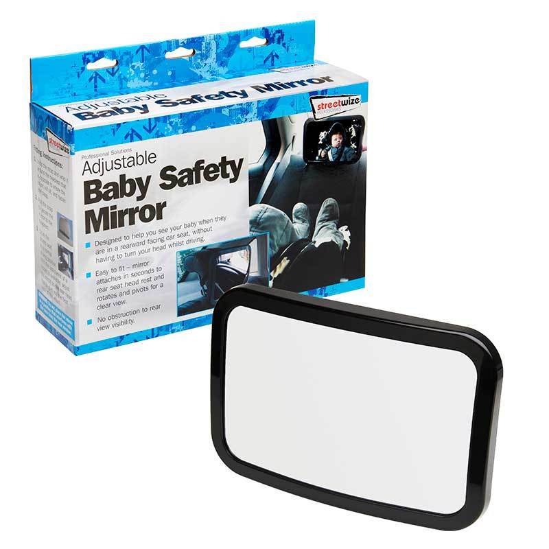 Oglinda retrovizoare interioara suplimentara pentru supraveghere copil cu fixare la tetiera, dimensiuni 28x19cm