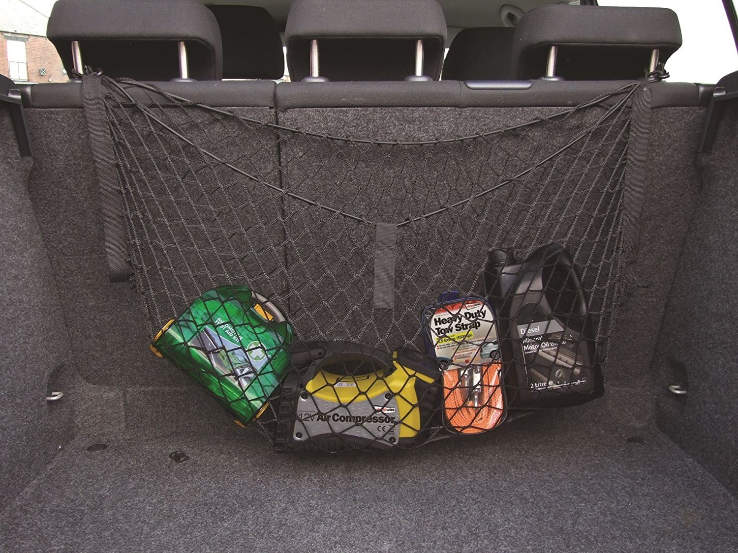Plasa elastica bagaje in portbagaj cu fixare la tetiere, 30.5x84-124.5cm