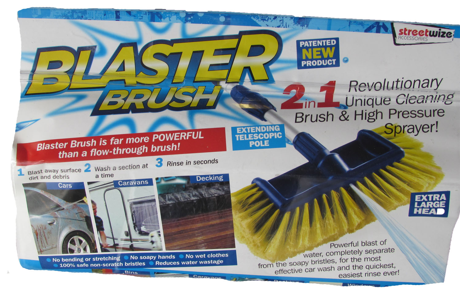Perie spalat auto Blaster Brush 2 in 1 ,cu perie si cu pistol cu jet apa , bara extensibila pana la 1.4 metri