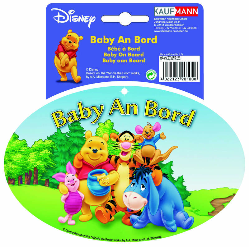 Abtibild pentru luneta Winnie the Pooh Baby An Bord, stickere auto , 17x15x0,1 cm