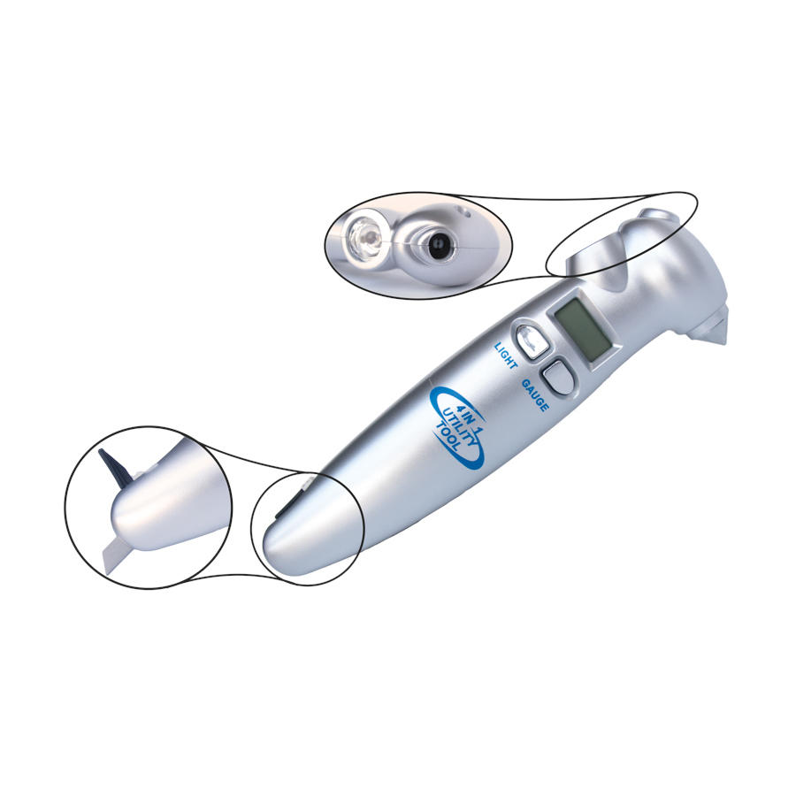 Ciocan urgenta Automax 4 in 1 : Ciocan, Cutter, Lanterna, Tester presiune pneuri