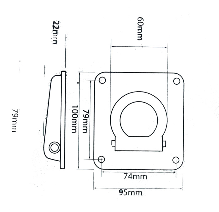 Ochet de ancorare incastrat Carpoint pentru remorci auto, inel metalic ,ochi de 40mm , 1 buc.