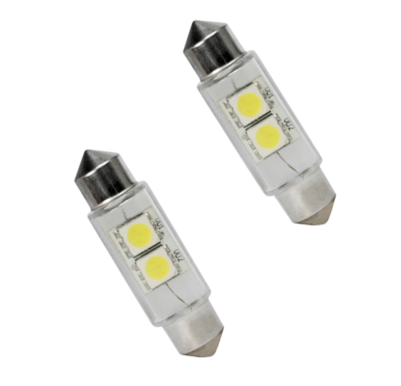 Set 2 becuri auto Vecta cu 2 leduri SMD 12V T11x39mm P29T alb sofit Festoon 5050SMD