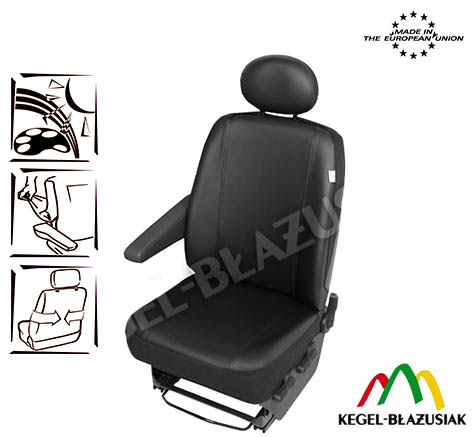 Husa auto scaun sofer microbuz imitatie piele DV1 L pentru Citroen Jumpy Fiat Scudo Ford Transit Mercedes Vito Opel Vivaro