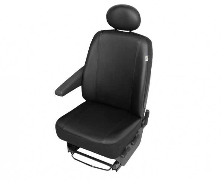 Husa auto scaun sofer Practical DV1 imitatie piele neagra pentru FORD Transit Custom 2013-2017 si Transit Custom 2017-