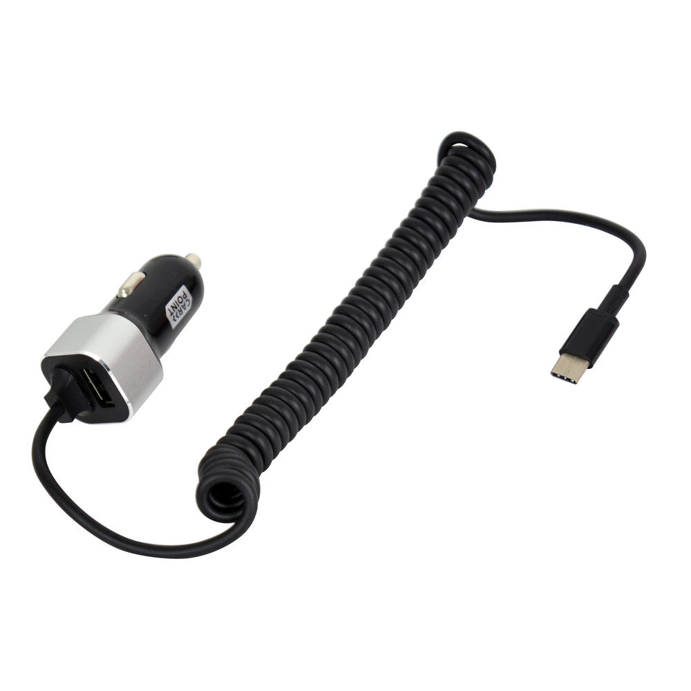 Incarcator auto Carpoint cu cablu USB type C , 1x iesire USB 2.0 3A , 12V/ 24V, lungime 150cm