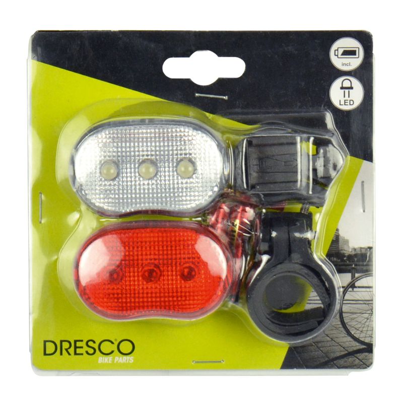 Set lumini bicicleta LED Dresco Classic, lumina fata si lumina spate