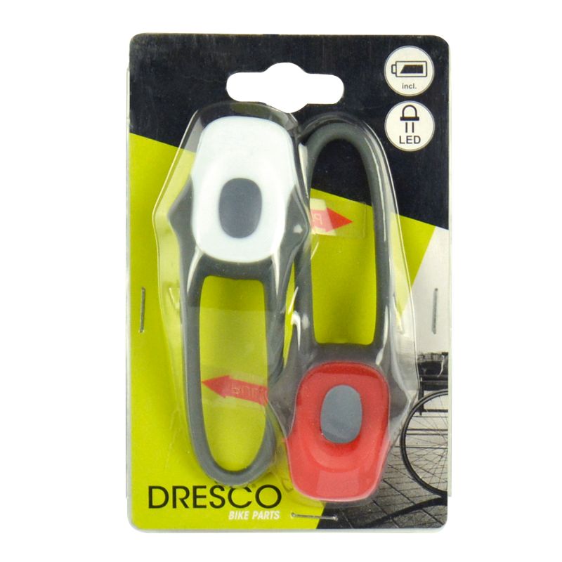 Set lumini bicicleta LED Dresco Frog, lumina fata si lumina spate, cu banda elastica