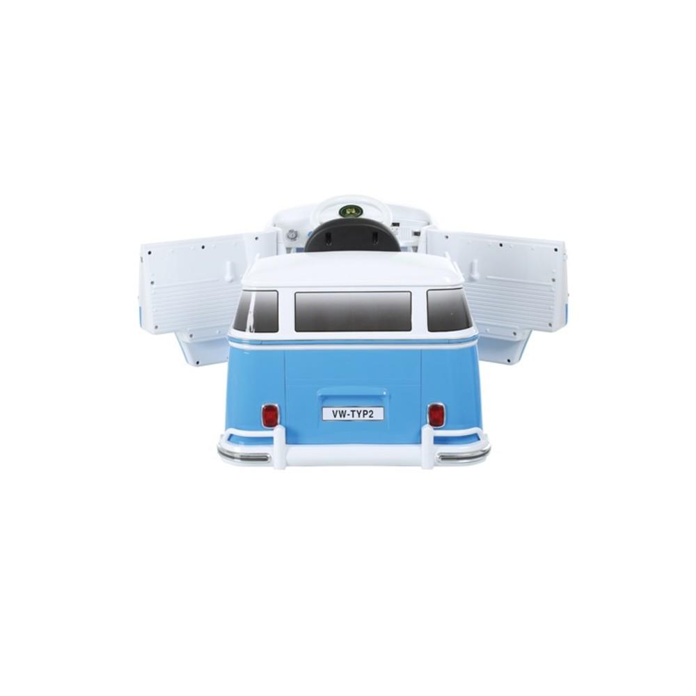 Masinuta electrica cu telecomanda Vw Transporter II , Albastru cu alb, acumulator 12V , viteza max 3 km/h