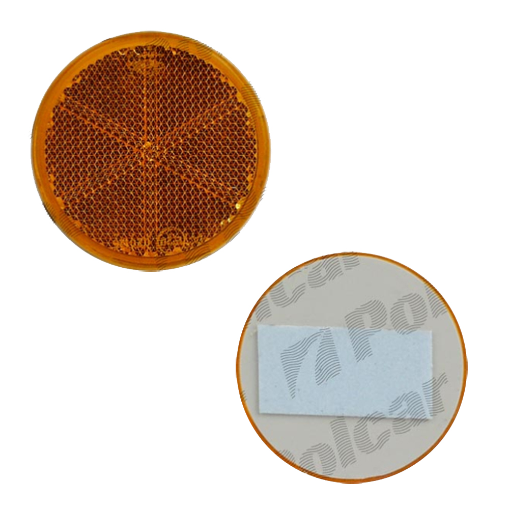 Catadioptru reflectorizant rotund orange universal BestAutoVest partea dreapta/stanga banda adeziva, 59 mm , 1 buc.