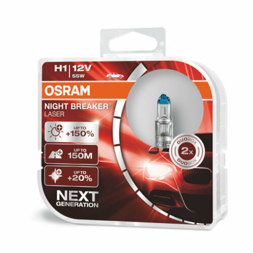 Becuri auto H1 12V 55w P14.5s Osram Night Breaker Laser +150% mai multa lumina , 64150NL Set 2 becuri