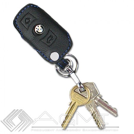 Husa cheie din piele pentru BMW Seria 1 E81, Seria 3 E90, Seroa 5 E60 F10, X1 X3 X5 X6 , cusatura neagra , pentru cheie cu 3 butoane