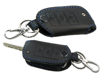 Husa cheie din piele pentru VW Polo Golf Passat Tiguan, Skoda Octavia Fabia, Seat Leon, cusatura neagra, pentru cheie cu 3 butoane