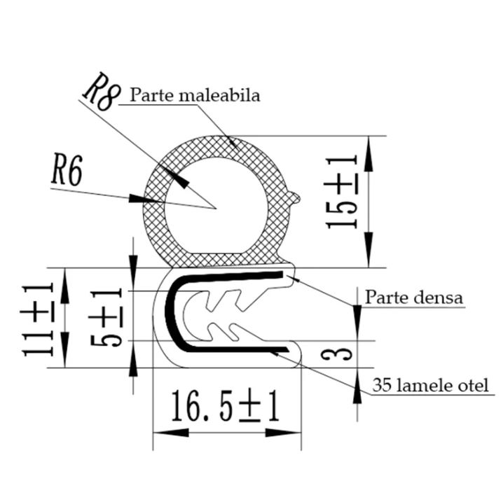 Cheder usa universal 3 cm. cu metal pret per 5 metri