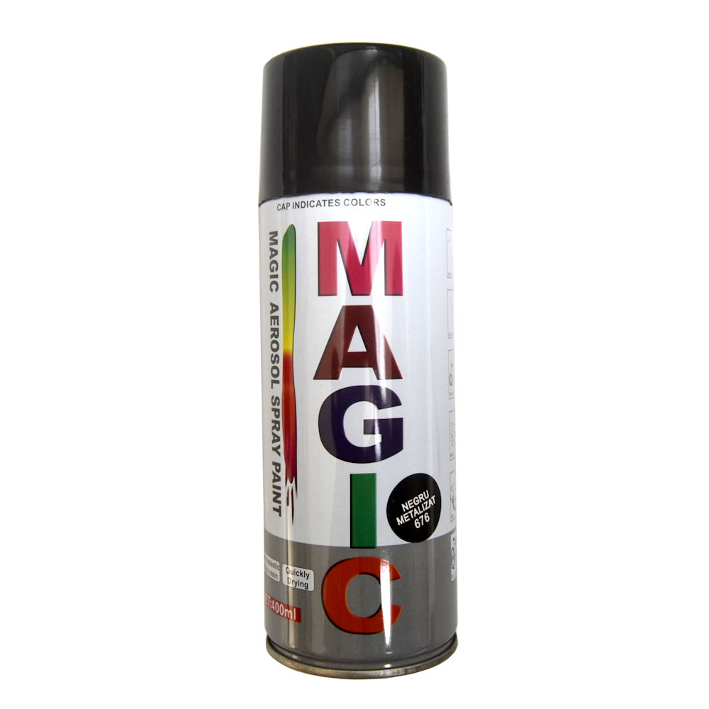 Spray vopsea MAGIC Negru metalizat 676 , 400 ml.