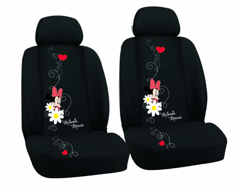 Huse scaune auto Minnie Mouse, set 2 bucati pentru scaunele fata, culoare negru