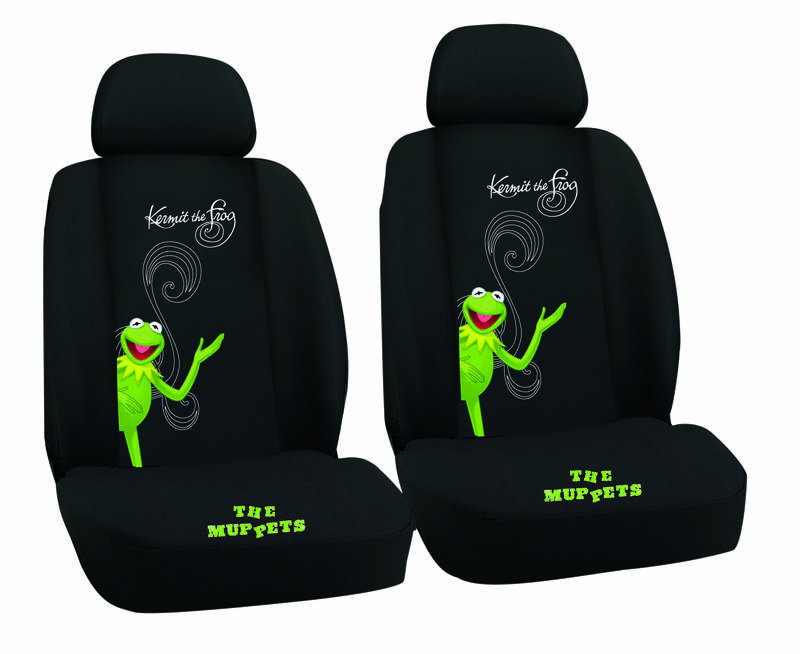 Huse scaune auto Muppets, set 2 bucati pentru scaunele fata, culoare negru