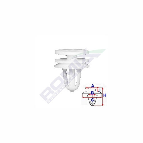 Clema, clips fixare Citroen C4 Picasso (Ua/Ud) 10.2006-06.2013, C8 (Ea/Eb) 07.2002-; Peugeot 306 (7_) 03.1993-03.1997 / 05.1997-12.1998 / 01.1999-12.2001, 307 (3_) 03.2001-09.2005 / 09.2005-09.2007; tapiterie usa / hayon, grila; set 10 buc, 696639