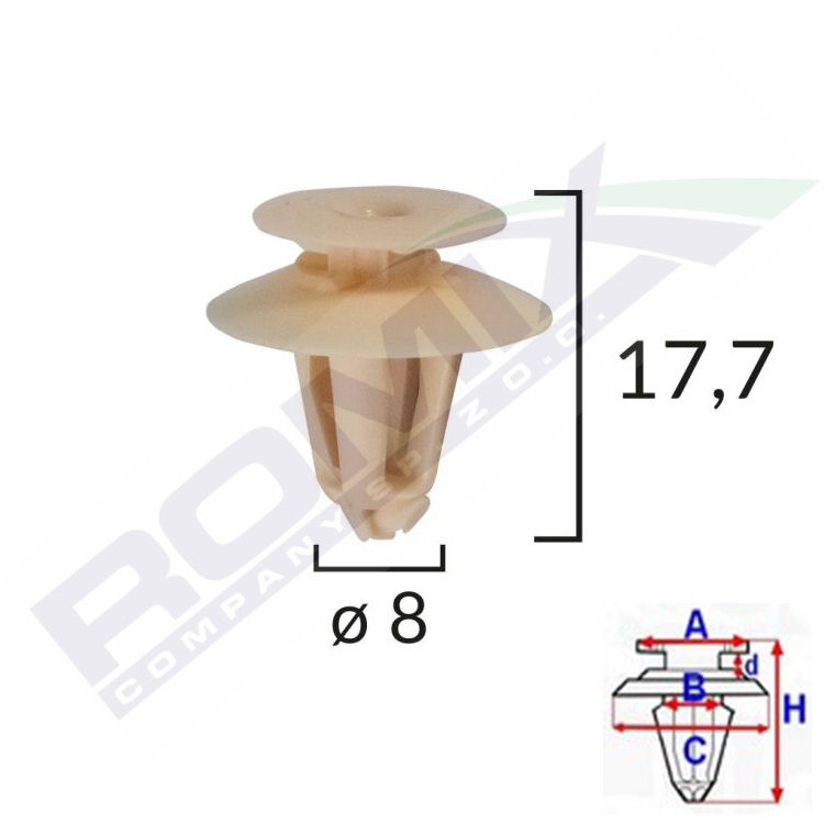 Clema, clips fixare Ford Escort/Orion 80-85/85-90, Fiesta 79-83/83-89, Fiesta/Courier 89-95/95-99/99-01, Scorpio 85-94/94-98, Sierra 82-87/87-93; Seat Alhambra 96-01/01-10; VW Sharan 95-00/00-10; tapiterie; set 10 buc, 6117693, 7M0883069