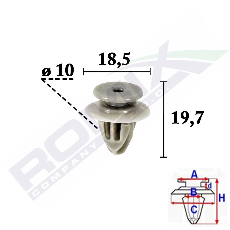 Clips, Agrafa fixare ornament aripa Mazda CX-3 (DK), 2015-; CX-5, 03.2012-08.2017, CX-5, 2017-; CX-9, (TB) 10.2012-2016; 10 buc/set; KD53-51-W24