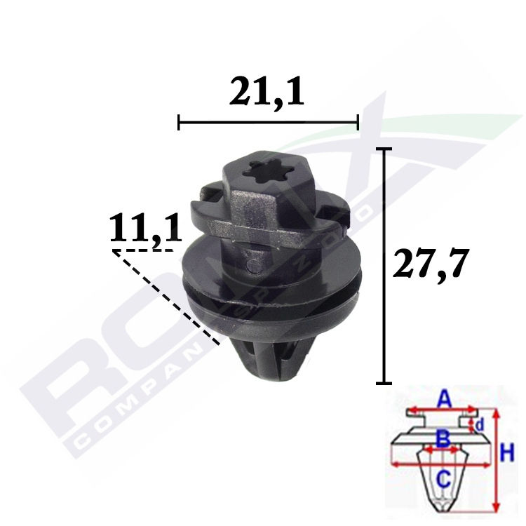 Clema, clips fixare Seat Toledo (Nh); Skoda Citigo, Fabia, Octavia 3 (5e), Rapid (Ind/Nh); VW Amarok (N817), Beetle (5c1), Golf Sportsvan, Golf 7 (5k), Golf 8, Passat (B8), Tiguan, Transporter (T6), Up! (Vw120); tapiterie usa; set 10 buc, 3AA868243A