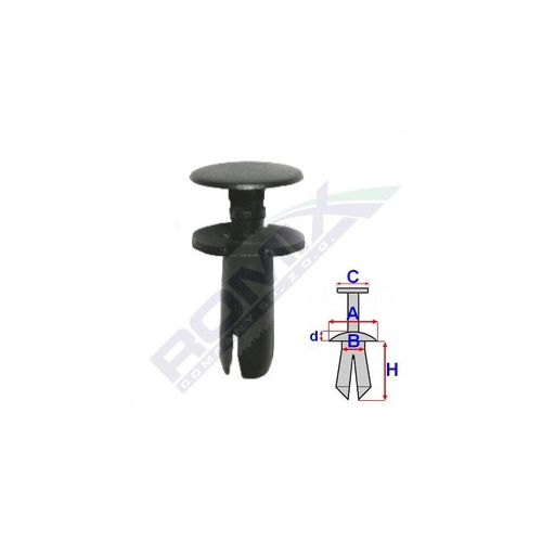 Clema, clips fixare Toyota Avensis (T22) 09.1997-12.1999/01.2000-03.2003; rama parbrizului, ornamente, set 10 buc, 90467-07188