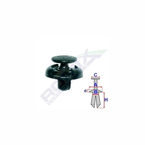 Clema, clips fixare Toyota Land Cruiser (Fj80/Fj82) 01.89-05.96/(Fj90) 06.96-12.02/(Fj120) 01.03-10.09, Land Cruiser (Fj100) 01.98-11.07, Rav4 (Xa20) 06.00-12.03/01.04-12.05, Rav4 (Xa30) 01.06-02.09; aripa interioara, set 10 buc, 53879-60010