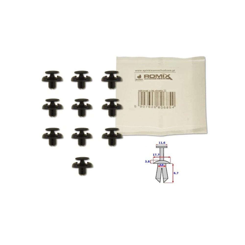 Clema, clips fixare Toyota Land Cruiser (Fj80/Fj82) 01.89-05.96/(Fj90) 06.96-12.02/(Fj120) 01.03-10.09, Land Cruiser (Fj100) 01.98-11.07, Rav4 (Xa20) 06.00-12.03/01.04-12.05, Rav4 (Xa30) 01.06-02.09; aripa interioara, set 10 buc, 53879-60010