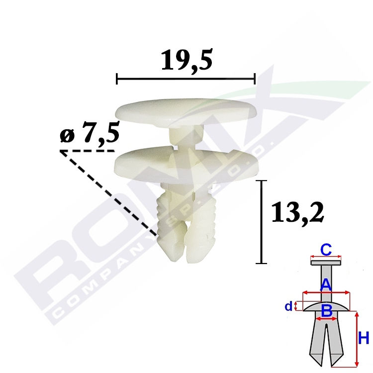 clema, clips fixare Renault Espace 5, 06.2015-; Renault Megane, 03.2016-; Renault Scenic/Grand Scenic, 10.2016-; Renault Talisman, 01.2016-, Aftermarket