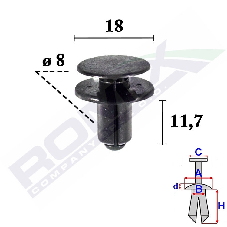 clema, clips fixare Hyundai Genesis Coupe (Bh), 10.2008-; Hyundai I40 (Vf), 06.2011-; Hyundai Santa Fe (Dm), 05.2012-; Kia Rio (Ub), 09.2011-12.2016, Aftermarket