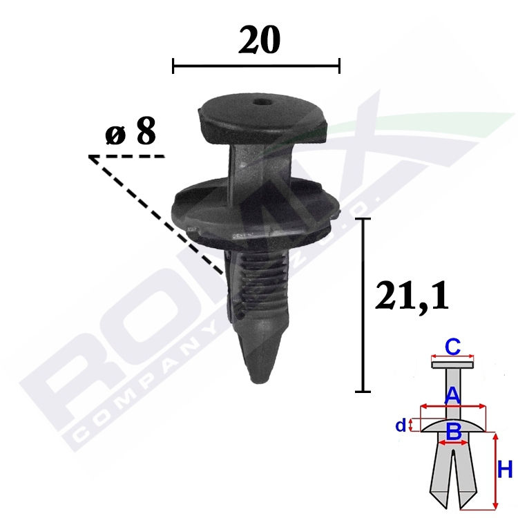 clema, clips fixare Fiat 500l (330), 01.2013-; Fiat Ducato, 06.2014-; Jeep Renegade (Bu), 09.2014-, Aftermarket