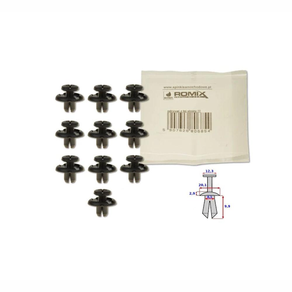 Clema, clips fixare Honda Accord, Civic, Civic Crx, Legend, Prelude; aripa interioara, echipamente auxiliare compartiment motor, set 10 buc, 91512-SM4-003