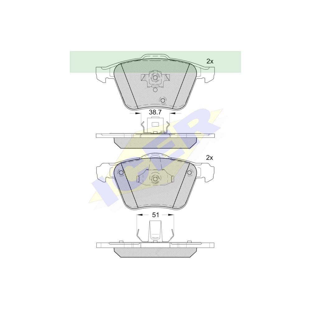 Set placute frana Icer 181655, parte montare : Punte Fata, Volvo Xc90, 2002-2015