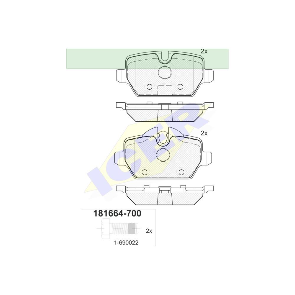 Set placute frana Icer 181664700, parte montare : Punte Spate