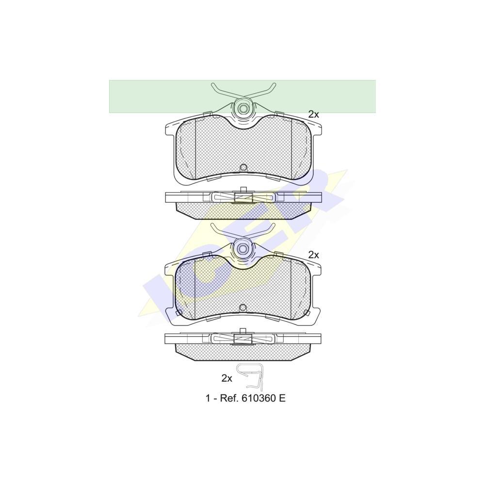 Set placute frana Icer 181728, parte montare : Punte Spate