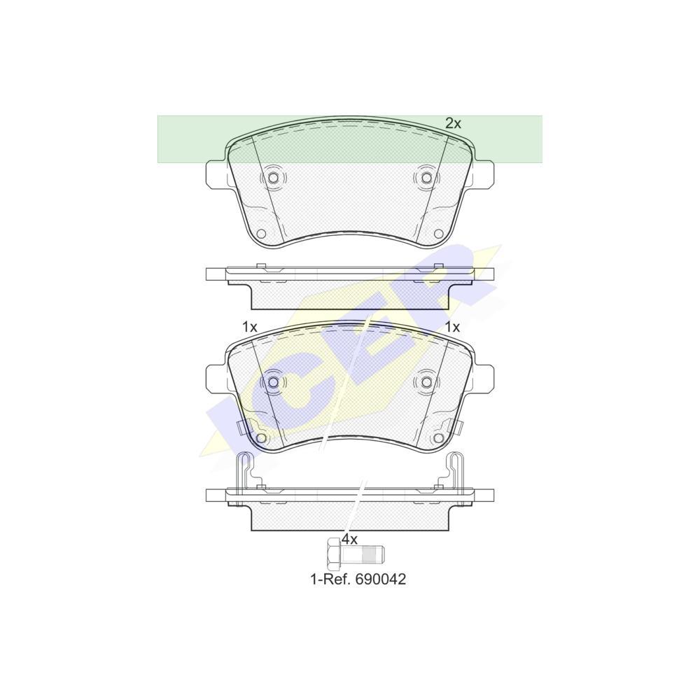 Set placute frana Icer 181985, parte montare : Punte Fata, Hyundai IX20 (Jc), 11.2010-2019, Venga 2010-2019