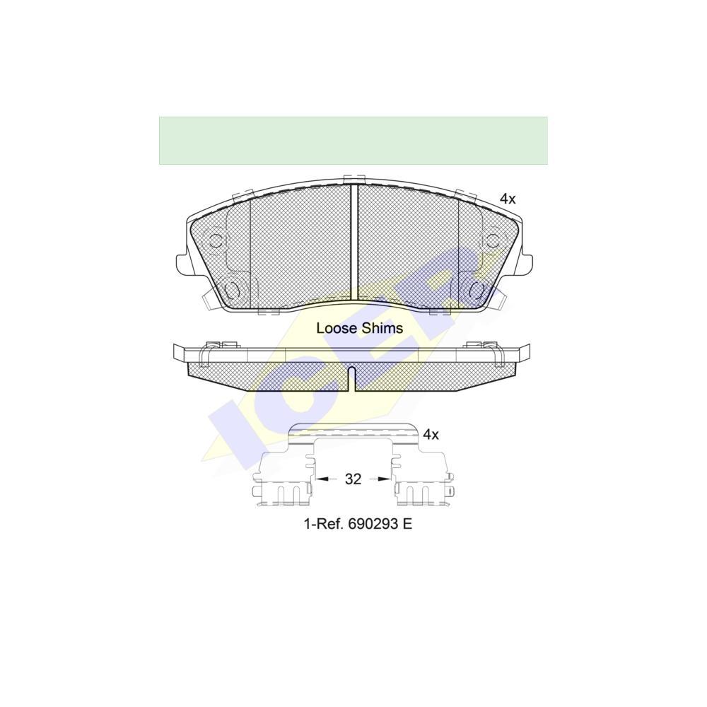 Set placute frana Icer 182067, parte montare : Punte Fata