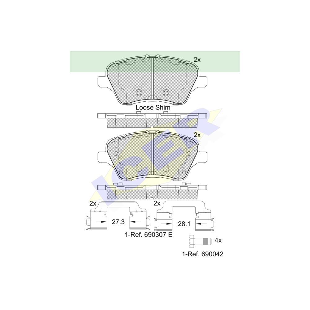 Placute frana ICER IE182108, Fata