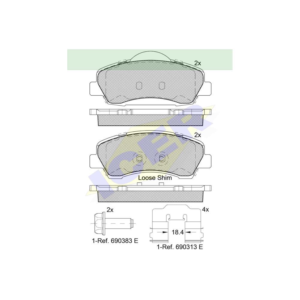 Set placute frana Icer 182131, parte montare : Punte Fata