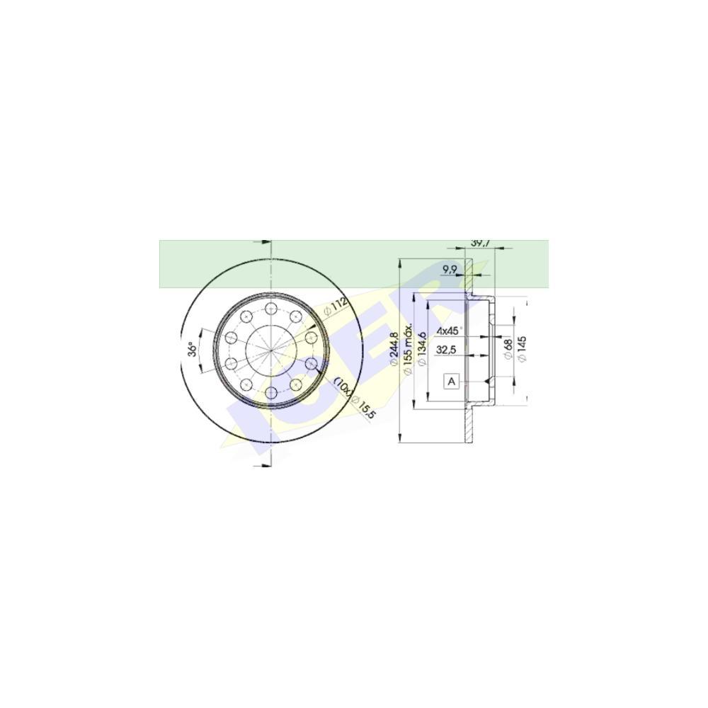 Set disc frana Icer 78BD36372, parte montare : Punte Spate