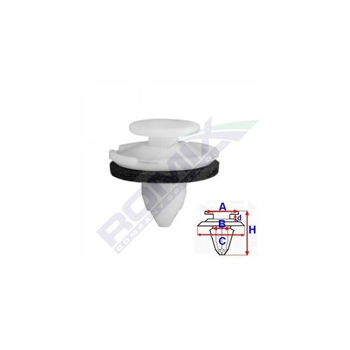 Clema, clips fixare Honda Accord (Cu2) 03.08-03.11/04.11-12.16, City (Gm) 02.09-, Crv (Re) 09.06-11.09/11.09-12.12, Jazz/Fit (Ge) 10.08-01.11/01.11-12.15, Odyssey (Rl3) 01.05-01.08, Odyssey (Rl4) 01.08-08.10; ornamente hayon; set 10 buc, 91513-SJK-003