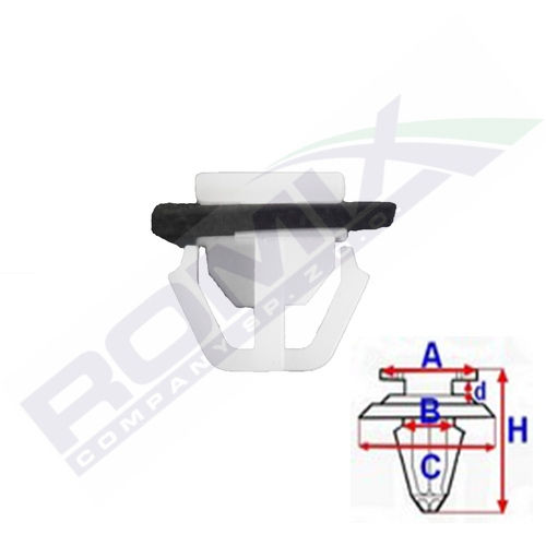 Clips, Agrafa fixare bandouri si ornamente Kia Sorento, 2002-2009 RXC70196 ; 87759-3E000; 10 buc/set