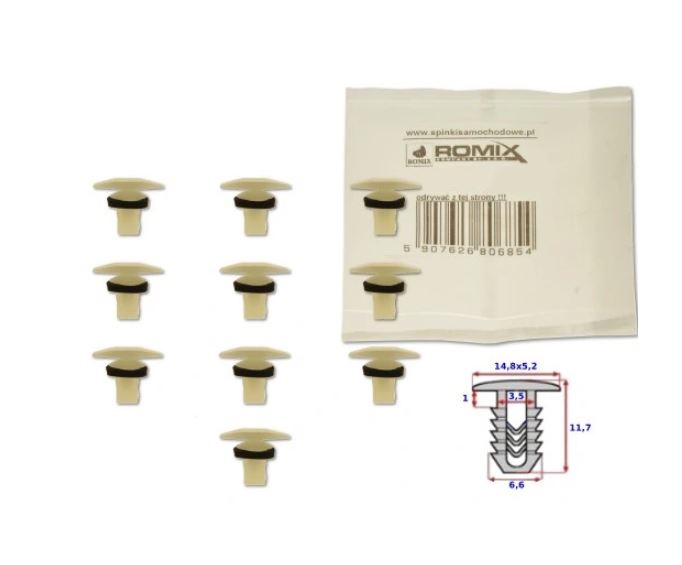 Clema, clips etansare Daewoo Leganza (Klav/V100) 96-02, Tacuma (Klau/U100) 00-04; Honda Civic (Mb_/Mc2) Liftback 5 usi/Combi UE 97-, Civic 3 usi (Ej/Ek) Hatchback/Sedan (Jp) 95-98/99-01, Odyssey/Shuttle (Ra) 94-99; usa, capota, set 10 buc, 91530-ST5-003