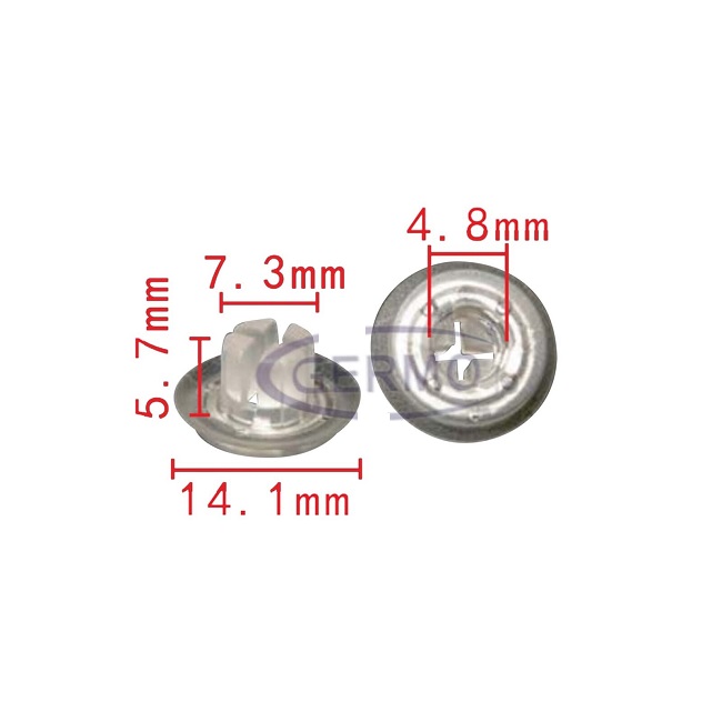 Diblu, clips BMW 3 (E21/30), 5 (E12/28/34), 7 (E23/32); Seat Altea (5P1/5P5), Leon (5F), Mii, Toledo (5P); Skoda: Citigo, Rapid (NH); VW Beetle (5C1), Caddy III, CC, Eos, Fox (5Z1), Passat CC, Polo (6R/9N), Up!; fixare emblema, capac oglinda, set 10 buc