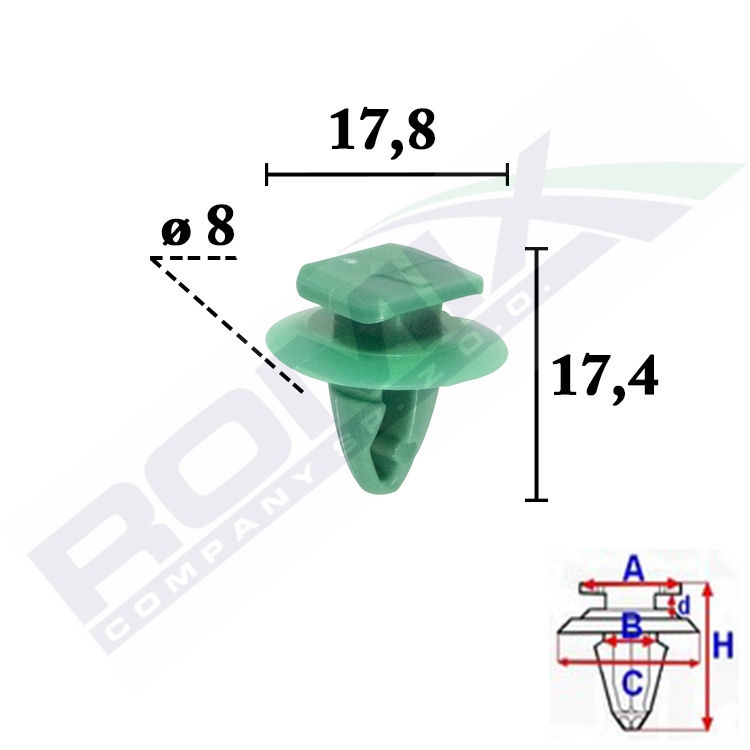 Clema, clips fixare Fiat 500l (330) 01.13-12.22, Punto (199) 02.12-, Punto Evo (199) 09.09-, Punto Grande (199) 09.05-02.12; Jeep Renegade (Bu) 09.14-; stalpi interiori, set 10 buc, 71748293