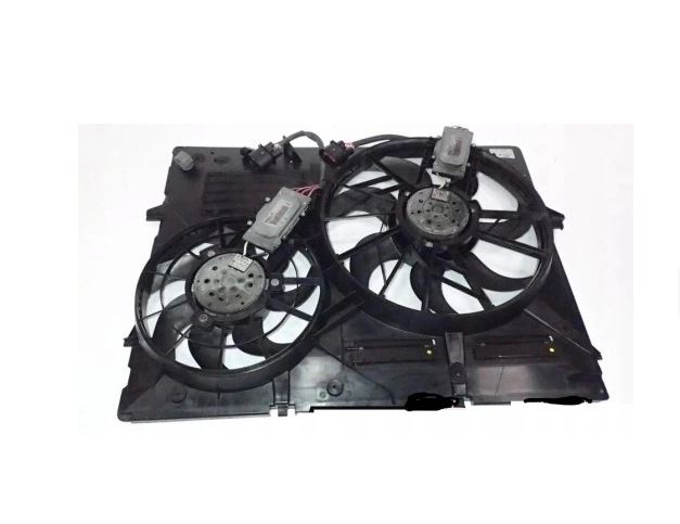 GMV radiator electroventilator Audi Q7 (4L), 2005-2015, motor 3.0 V6 TFSI, 3.6 V6, benzina, 3.0 TDI, diesel, 418/305 mm; (4 +4) pini, cu modul de control electronic,