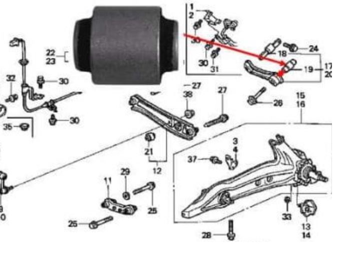 Bucsa brat suspensie roata Honda Civic 5 (Eg, Eh), Civic 6 (Mb, Mc), Cr-V 1 (Rd), Crx 3 (Eh, Eg), Integra Cupe (Dc2, Dc4) Teknorot parte montare : Punte spate, Stanga/ Dreapta, Superior, spre exterior