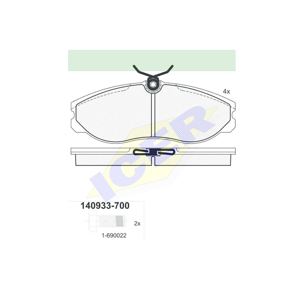 Set placute frana Icer 140933700, parte montare : Punte Fata